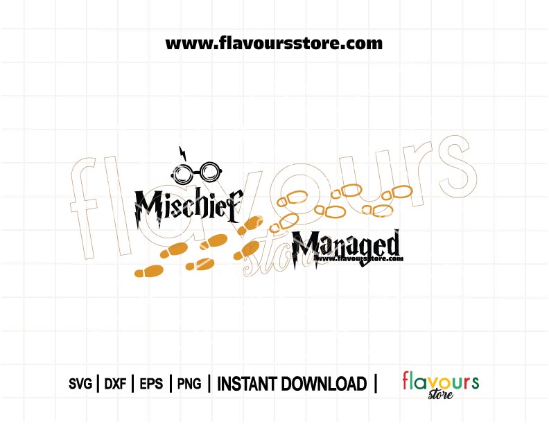 Mischief Managed SVG cut file with Harry Potter quote in magical font, perfect for Cricut or Silhouette crafts like shirts, mugs, and gifts.
