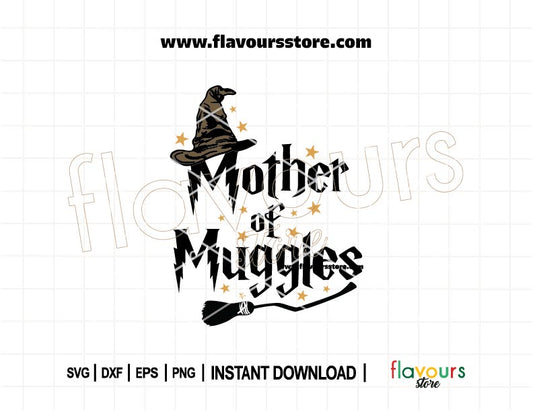 Mother of Muggles SVG design featuring a funny Harry Potter quote for moms, ideal for Cricut crafts, DIY shirts, mugs, and gifts.