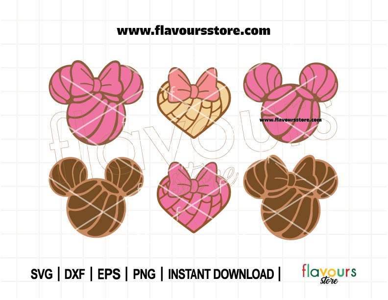 Mouse Head Conchas SVG Bundle | Pan dulce | Mexican sweet bread Svg | Mouse Head Ears Svg | Mouse Bow Ears Svg | Cut File For Cricut SVG