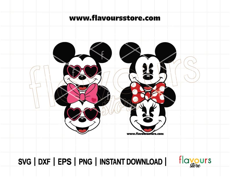 Mouse Face Bundle SVG, Minnie Ears, Mouse Head Sunglasses Svg, Mouse Ears Svg, Cool Mouse Ears Svg, Cut File For Cricut Silhoutte