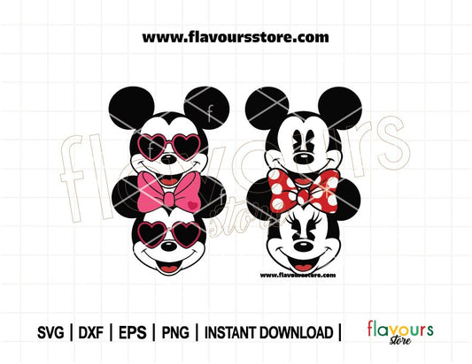 Mouse Face Bundle SVG, Minnie Ears, Mouse Head Sunglasses Svg, Mouse Ears Svg, Cool Mouse Ears Svg, Cut File For Cricut Silhoutte