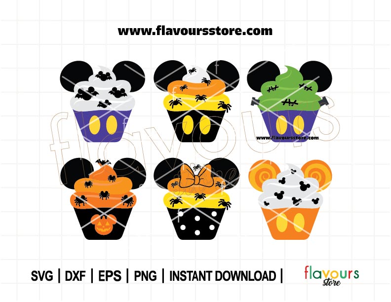 Mouse Halloween Cupcakes, Disney Halloween, Disney Cupcakes, SVG Cut File Cricut