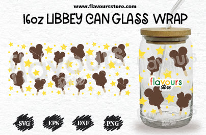Ice Cream Mouse Ears, 16oz Libbey Can Cup Wrap, Libbey Wrap Svg