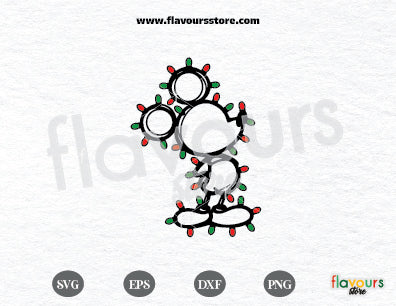 Mouse Silhouette Christmas Lights Png, Christmas Ornament Svg, Christmas Lights svg, Main Street SVG, Tshirt Design SVG, Cricut