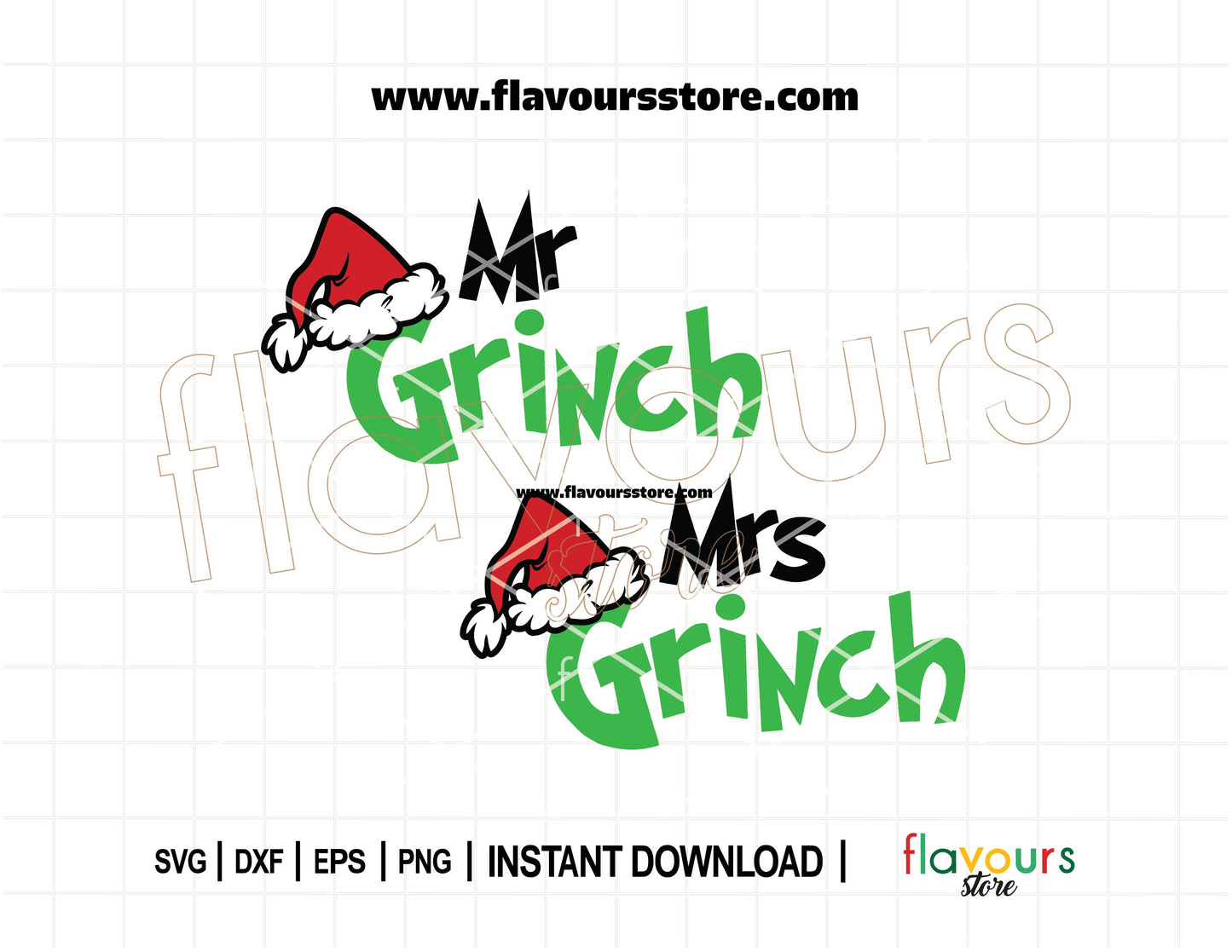 Mr. and Mrs. Grinch SVG cut files for Christmas couple shirts, mugs, and Cricut crafts