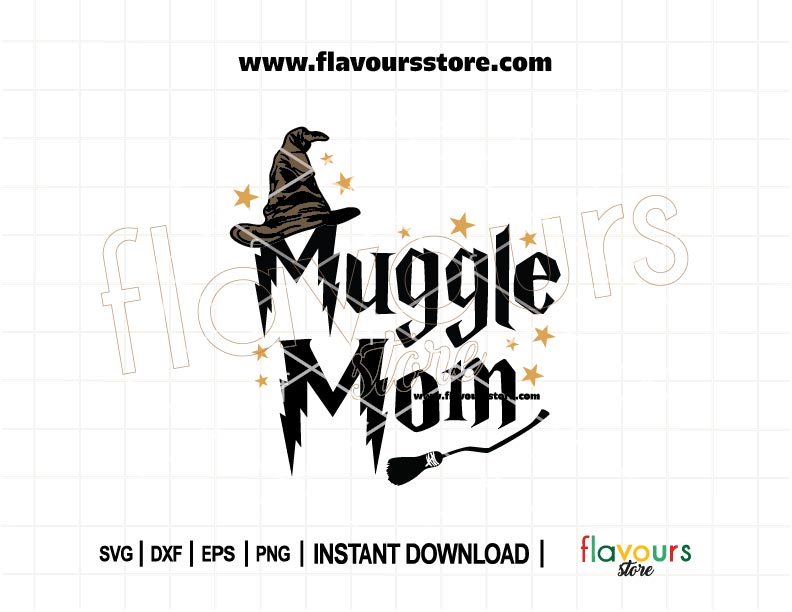 Muggle Mom SVG cut file – a funny Harry Potter-inspired design for Cricut and Silhouette moms crafting shirts, mugs, and DIY gifts.