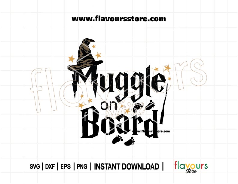 Muggle on Board SVG – Harry Potter-themed baby on board cut file for Cricut and Silhouette, perfect for car decals or pregnancy announcements.