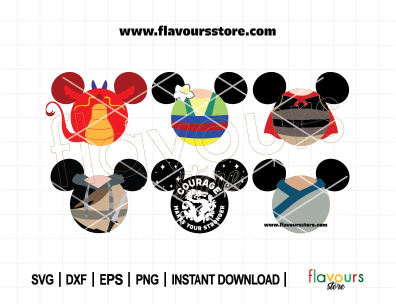 Mulan Mouse Ears Bundle SVG, Magical Ears Svg, Mushu Ears Svg, Princess Ears, Cut File For Cricut SVG