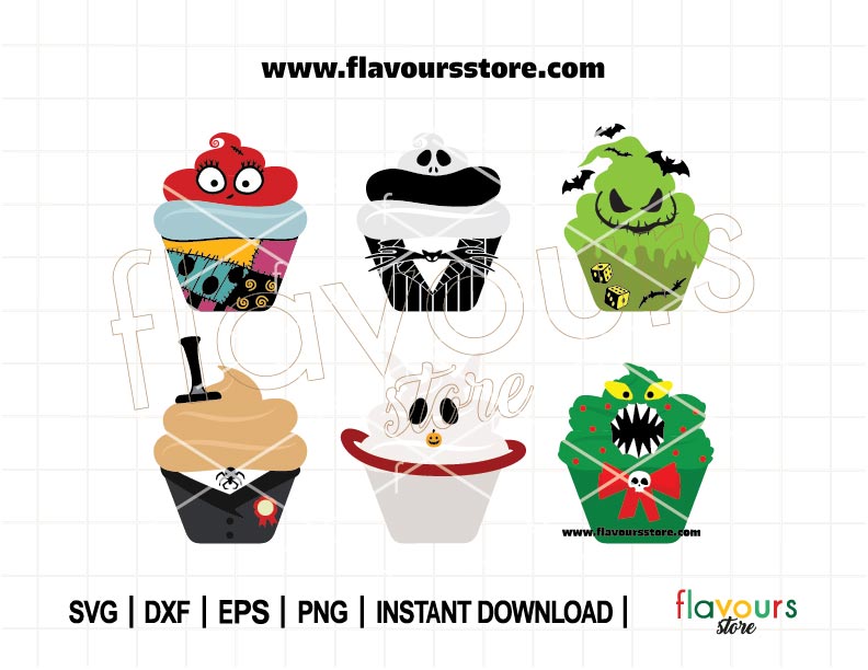 Nightmare Before Christmas Bundle, Disney Cupcakes, SVG Cut File Cricut