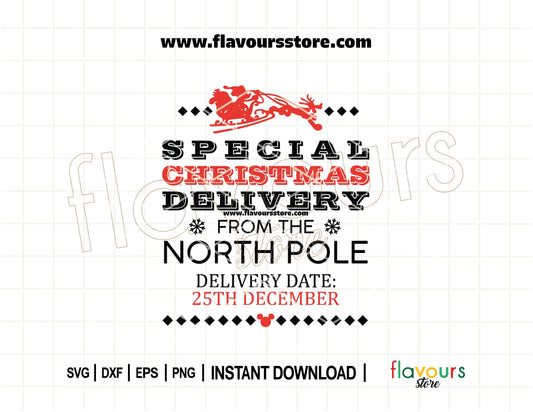 Santa’s North Pole Express delivery SVG design for personalized Christmas gift sacks and treat bags – Cricut and Silhouette compatible