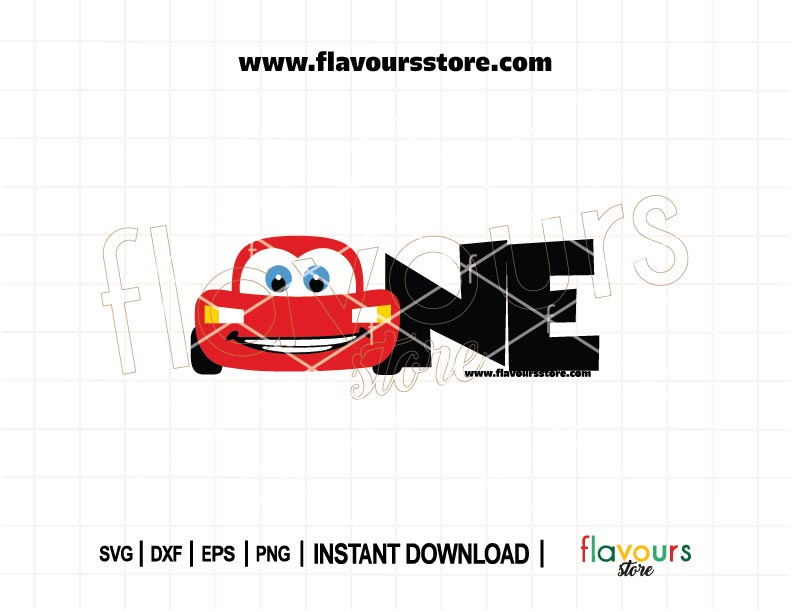 One Lightning McQueen Cars SVG cut file for 1st birthday shirt or party decor, instant download digital design