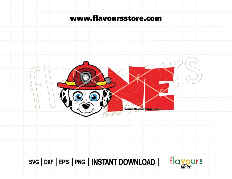 Celebrate your child’s 1st birthday with this Marshall Paw Patrol SVG design, perfect for birthday shirts, decorations, and party crafts.