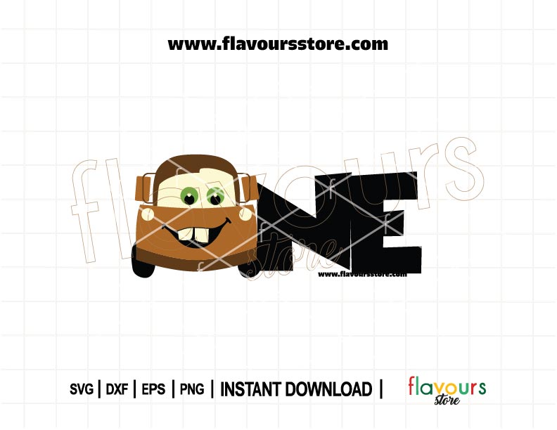 One Tow Mater Cars SVG cut file for first birthday shirt or Cars party decor, instant download digital design