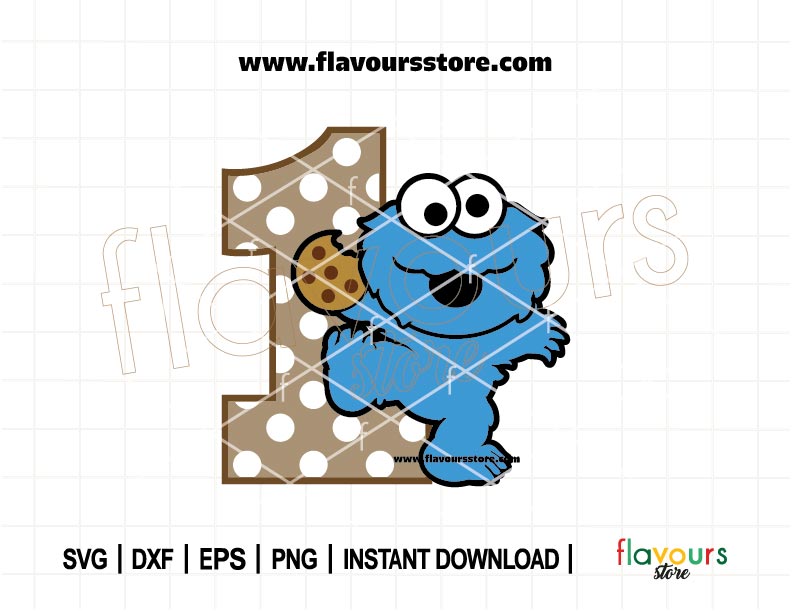Baby Cookie Monster 1st Birthday SVG Bundle for Cricut and Silhouette, perfect for Sesame Street-themed first birthday shirts and decorations