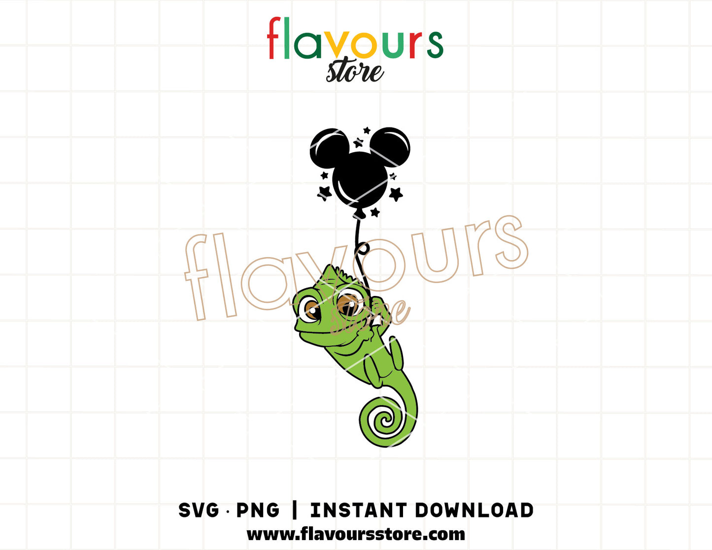 Pascal the Chameleon SVG and Mouse Balloon SVG cut files for Cricut and Silhouette digital download