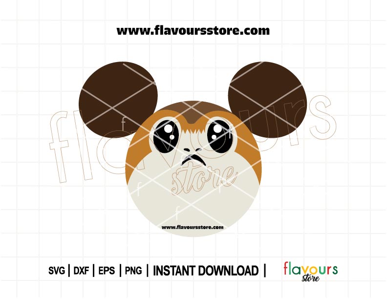 Cute Porg Mickey Ears SVG | Star Wars cut file for Cricut & Silhouette | DIY birthday shirts, party decorations, custom gifts.