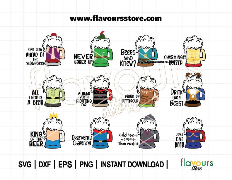 Prince Beer Mug Quotes Bundle SVG, Drinking World, Beer Mug Bundle, Glass Cup Svg, Cartoon Characters, SVG Cut File For Cricut