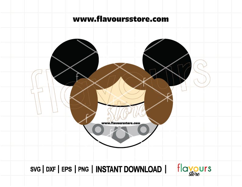 Princess Leia Mickey ears SVG cut file for Cricut and Silhouette, perfect for Disney shirts, Star Wars gifts, and DIY crafts.