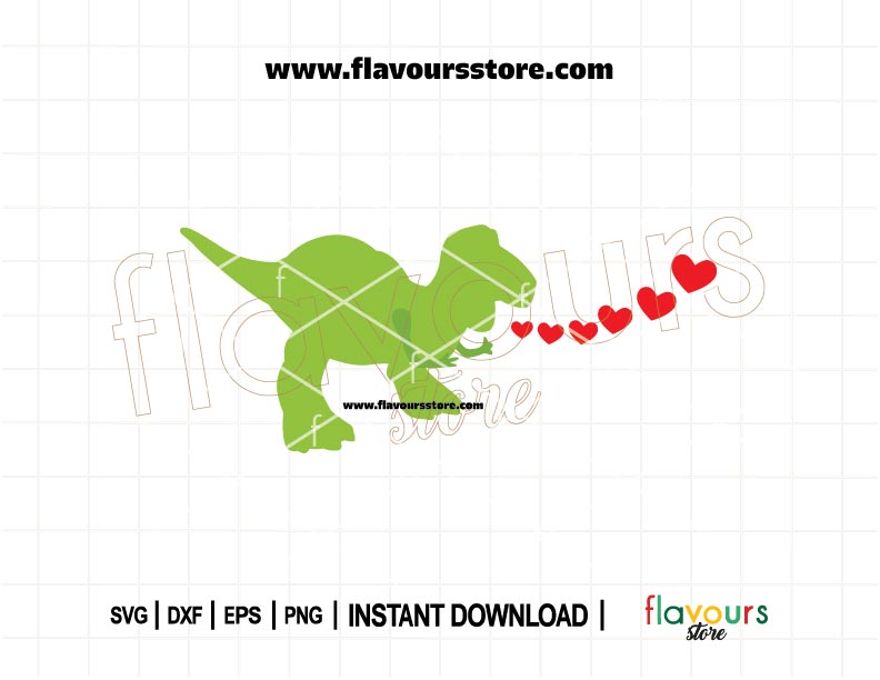 Toy Story Rex Love SVG cut file featuring a cute dinosaur with a heart, perfect for Cricut and Silhouette Valentine’s or birthday crafts.