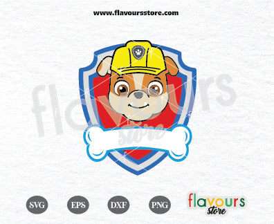 Paw Patrol Rubble Logo Svg, Paw Patrol Badge Svg, Rubble Custom Name Svg