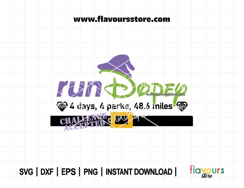 Run Dopey Challenge SVG, Running Svg, Marathon Race, Dopey Challenge, Half Marathon Run Sublimation Design, Cut File for Cricut & Silhouette