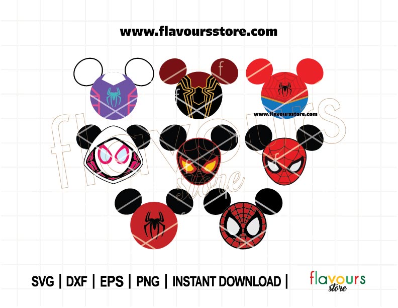 Spiderman Ears Bundle SVG, Spider Gwen Ears Png, Iron Spiderman Ears, Spiderman Face, Spidey Amazing Friends, Files for Cricut, Silhouette