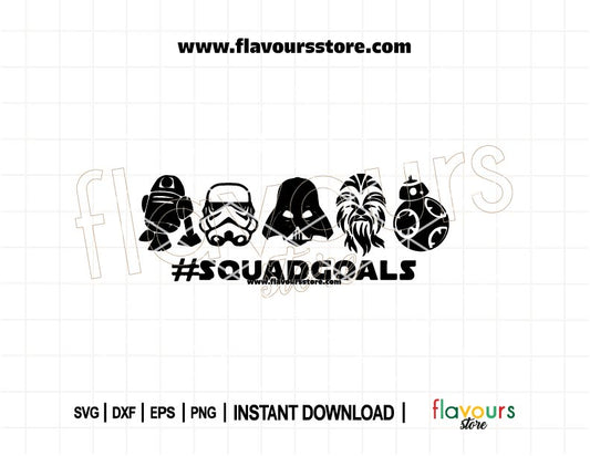 Squad Goals Star Wars SVG cut file featuring iconic Star Wars characters, perfect for Cricut and Silhouette DIY shirts, mugs, and party decor.