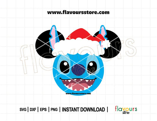 Festive Stitch Christmas ears SVG cut file with holiday hat – perfect for Cricut shirts, ornaments, and mugs