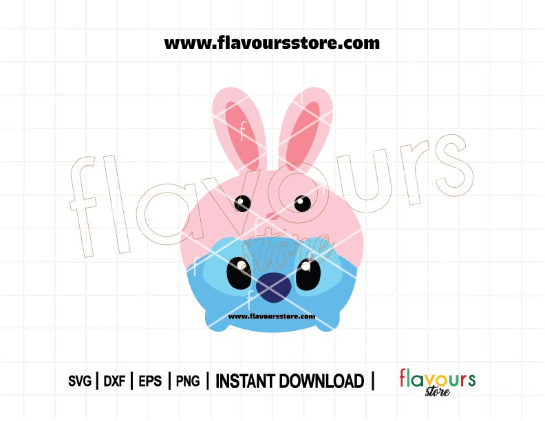 Adorable Stitch Tsum Tsum Easter SVG with bunny ears – Disney Easter cut file for Cricut crafts, kids’ shirts, baskets, and printable decor