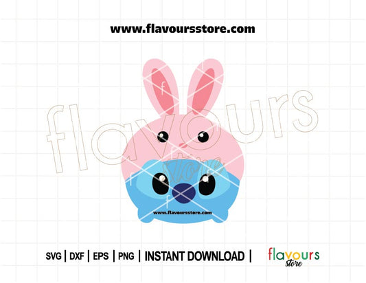 Adorable Stitch Tsum Tsum Easter SVG with bunny ears – Disney Easter cut file for Cricut crafts, kids’ shirts, baskets, and printable decor
