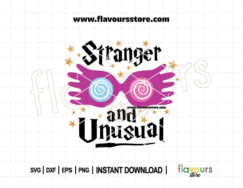 Luna Lovegood-inspired SVG featuring her Spectrespecs and the phrase “Strange and Unusual” — ideal for Cricut and Silhouette projects.