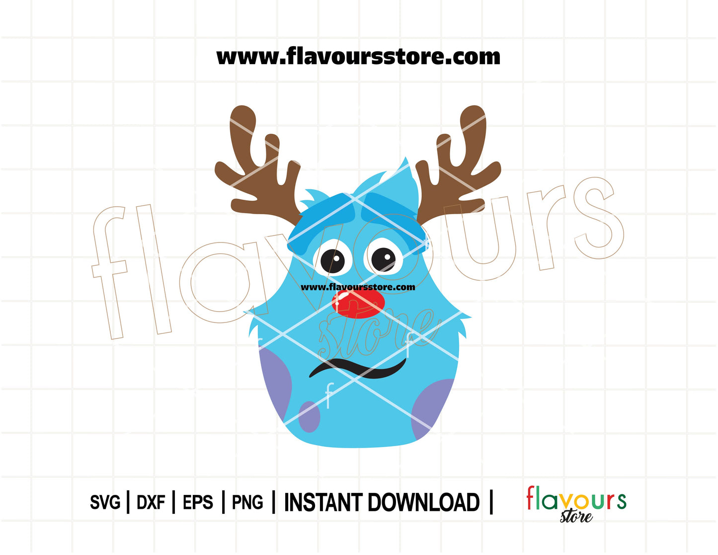 Cute Sulley reindeer Christmas SVG design, perfect for creating festive shirts, mugs, and holiday crafts with Cricut and Silhouette machines