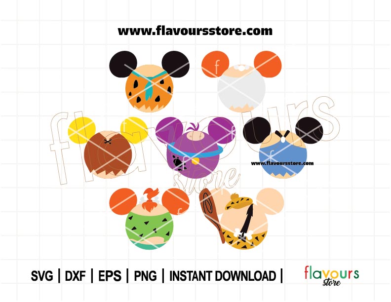 The Flintstone Ears Bundle, Mickey Head, SVG Cut File Cricut