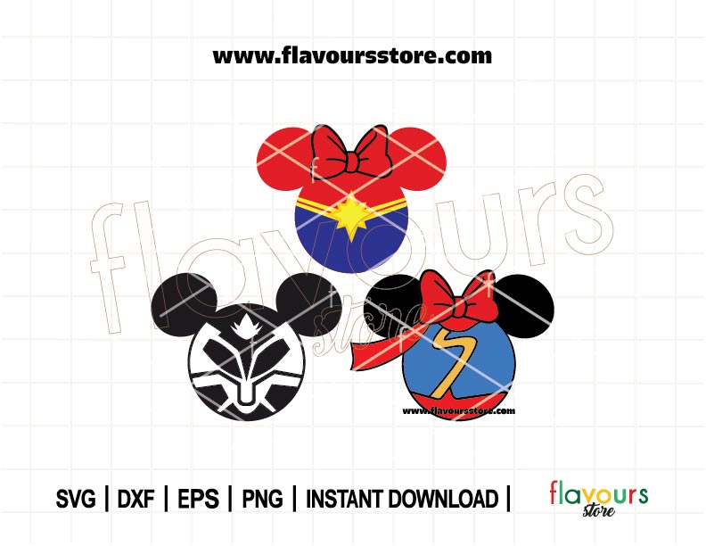 The Marvels Ears Bundle SVG, Mickey Head Svg, Cut File For Cricut SVG