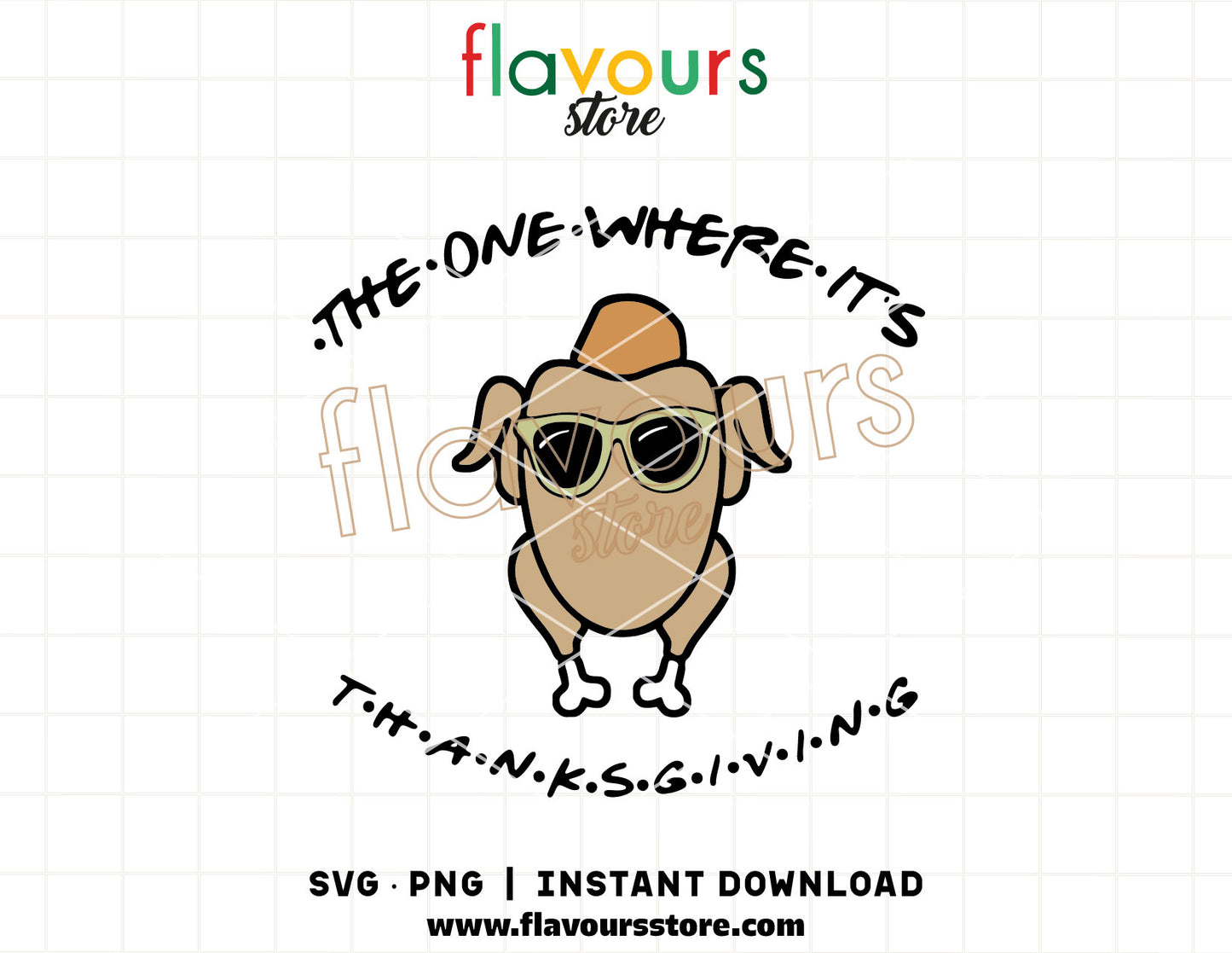 The One Where It’s Thanksgiving SVG and PNG Friends-inspired turkey cut files for Cricut and Silhouette