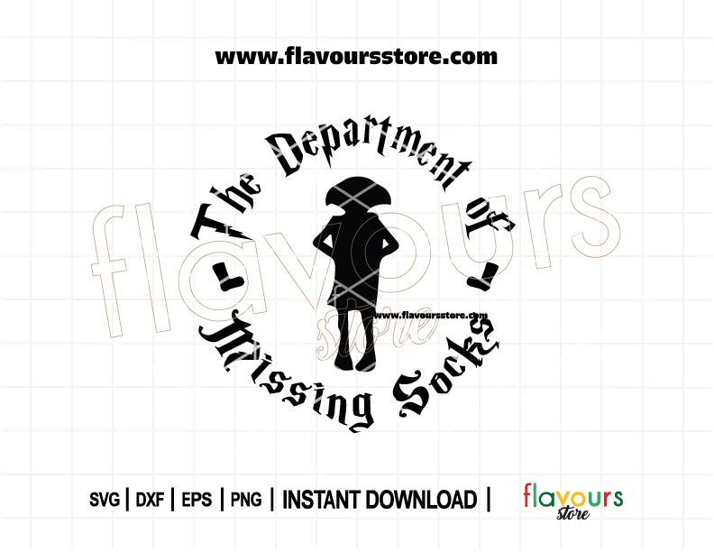 Funny Dobby SVG design featuring “The Department of Missing Socks” quote – perfect for Cricut/Silhouette laundry room signs and Potter-inspired crafts.