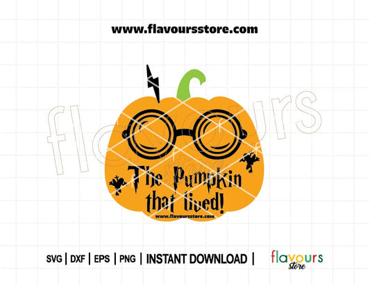 Halloween SVG design titled “The Pumpkin That Lived” featuring wizard-inspired elements, perfect for Harry Potter fans crafting with Cricut or Silhouette.