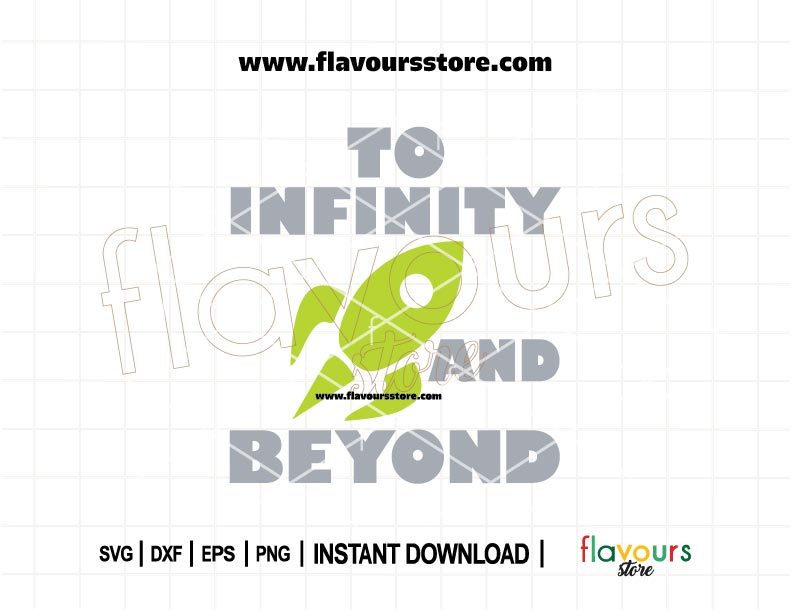 “To Infinity and Beyond” Toy Story SVG featuring Buzz Lightyear-inspired typography, perfect for Cricut and Silhouette family vacation shirts or DIY Disney crafts.