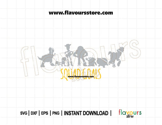 Toy Story Squad Goals SVG design with Disney characters for Cricut and Silhouette crafting – ideal for family shirts, birthday tees, and group outfits.