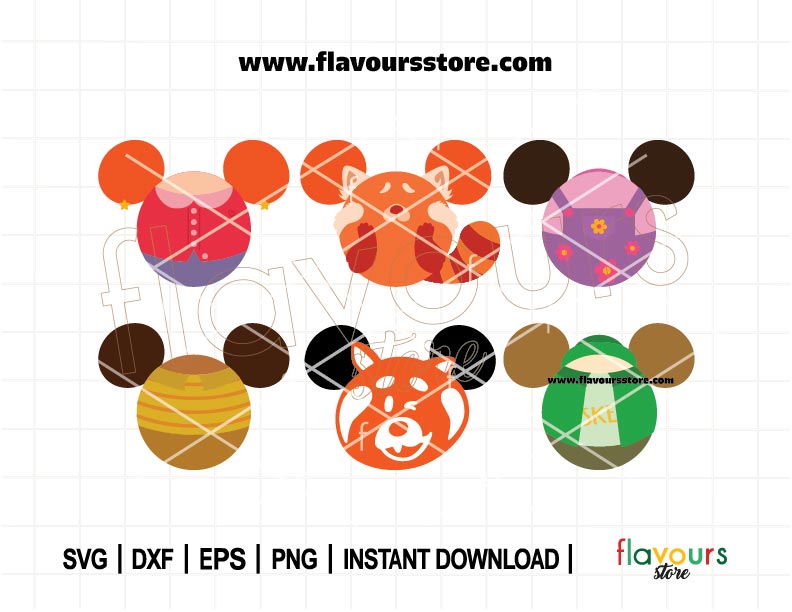 Turning Red Ears Bundle SVG, Panda Ears, Abby Svg, Priya PNG, Scary, Mouse Head Miriam, Svg Cut File For Cricut