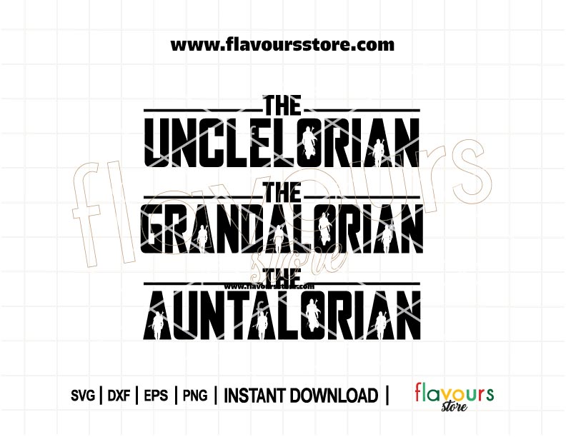 Unclelorian and Auntalorian SVG cut file | Family-themed Mandalorian design for Cricut and Silhouette, perfect for creating custom Mandalorian gifts, shirts, and décor.