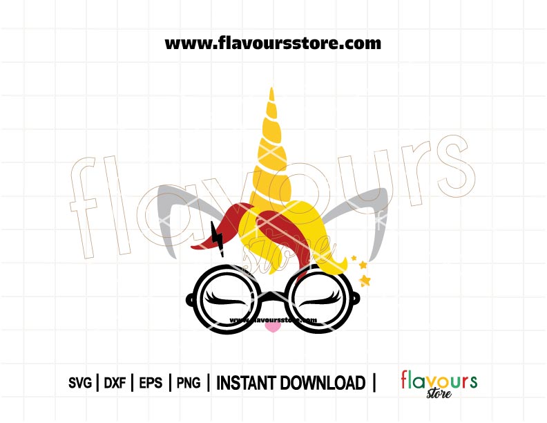 Whimsical unicorn SVG inspired by Harry Potter, perfect for Cricut projects like shirts, mugs, and magical party décor.