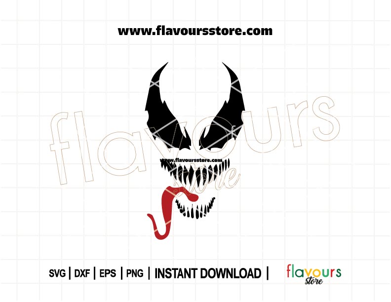 Scary Venom face SVG with horror-style detail, perfect for Halloween t-shirts, Cricut projects, and creepy DIY crafts