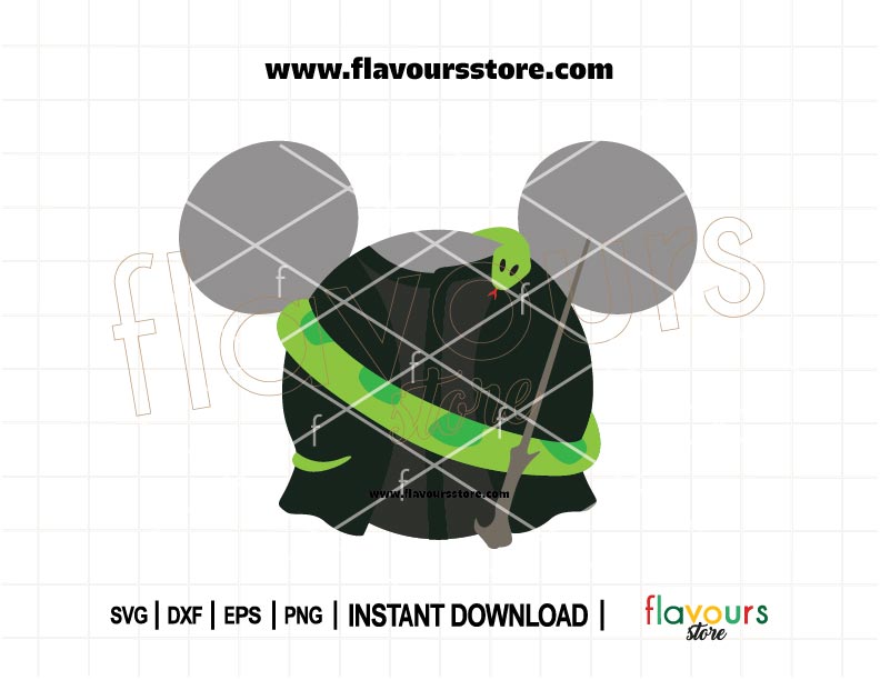 Voldemort-themed mouse ears SVG cut file featuring dark wizard design elements, perfect for Cricut and Silhouette DIY projects.
