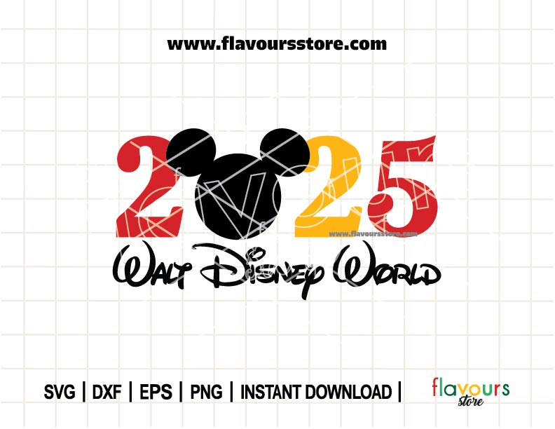 2025 Walt Disney World, Mickey Head SVG Cut File