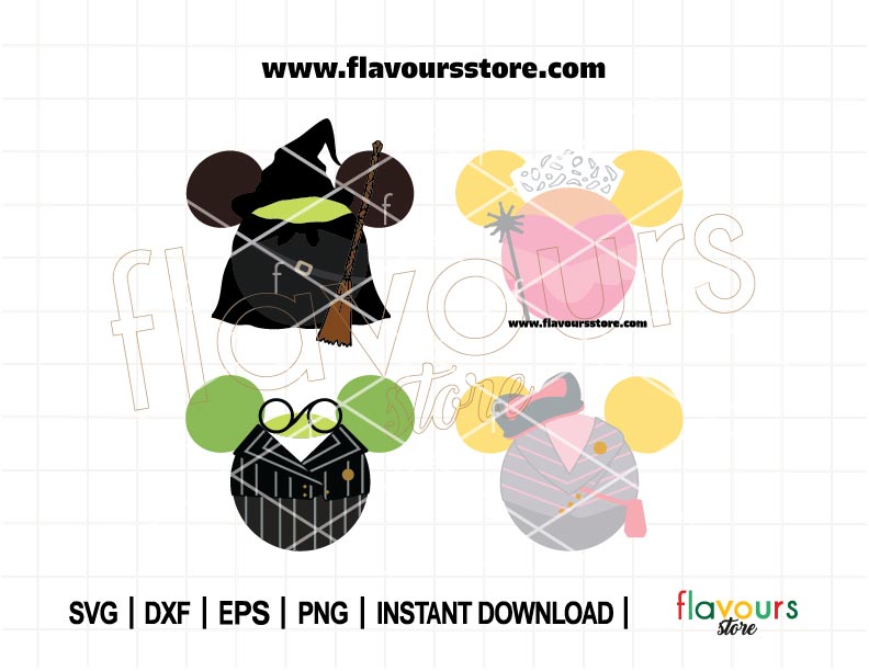 Wicked Characters Ears Bundle SVG Cut File - Mickey Head Cricut