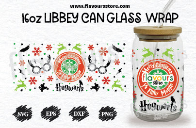 Merry Christmas You Filthy Muggle 16oz Libbey Can Cup Wrap, Libbey Wrap Svg, Wizard Glass Can Wrap Svg