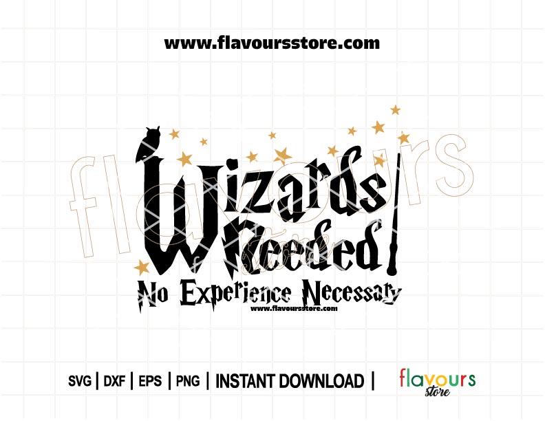 “Wizards Needed” Harry Potter quote SVG in a playful magical font, designed for Cricut crafts like shirts, mugs, and signs.