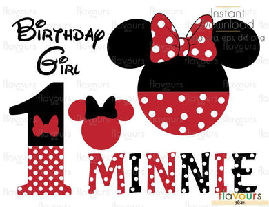 Birthday Minnie Set - Disney - Cuttable Design Files (Svg, Eps, Dxf, Png, Jpg) For Silhouette and Cricut - FlavoursStore