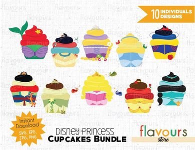 Disney Princess Cupcakes - 10 Designs Bundle - SVG Cut File - FlavoursStore
